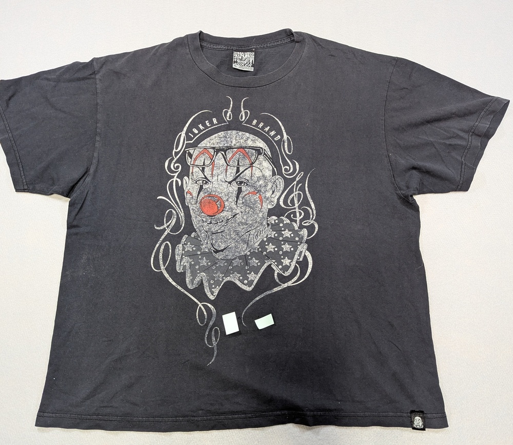 Joker Brand Shirt Mens XL Black Clown Y2K Thrashed Horror Chicano Vintage